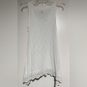 A New Approach White Long Flowy Tank Top